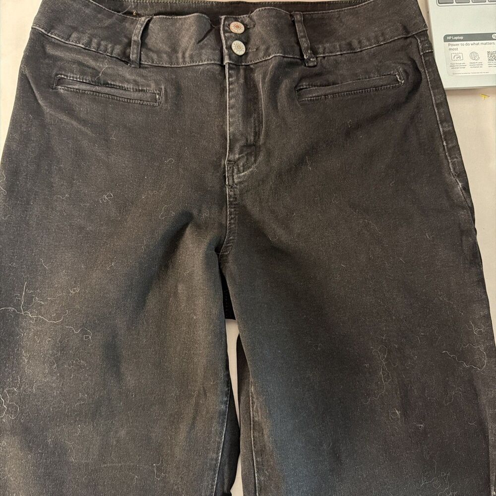 Sidefeel High Waisted Wide Leg Barrel Jeans Black Welt Pocket Trouser Pants SZ16